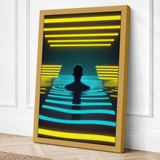 Figura en luz de neón moderna impresión en lienzo arte de pared decoración del hogar lista para colgar