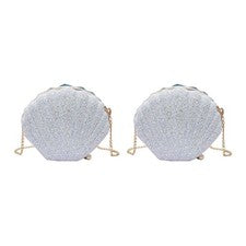 2X Mujeres Niñas Sirenita Cartera concha marina -Bolsos de hombro para cuerpo7149