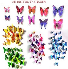 12 pegatinas de pared 3D mariposa arte calcomanía decoración hogar habitación niños