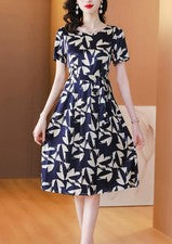 Moda Para Mujer Manga Corta Cinturón Patrón Geométrico Verano Línea A Vestido Rodilla