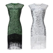 Sexy Vestido Borla Talla Grande Lentejuelas Color Puro Fiesta Moda Para Mujer Ropa