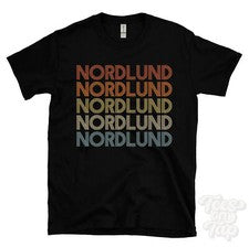 CAMISETA NORDLUND ESTILO RETRO REPETIDO Hombre y Mujer Novedad Genial Nombre Regalo