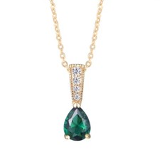 Collar colgante de zafiro y esmeralda de plata esterlina 925 de oro de 9 quilates para dama