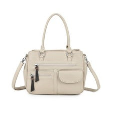Amplio bolso de hombro bandolera de bolsillo frontal con asa de agarre para mujer