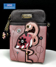 BOLSO BANDOLERA BOLSO ROSA BRILLO CHALA PÁJARO CELULAR TROPICAL