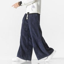 Hombres Pana Sueltos Pantalones Sueltos Informales Cintura Elástica Piernas Anchas Pantalones Moda
