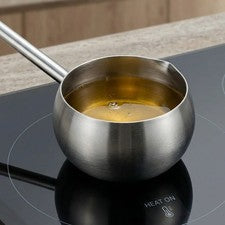 Cuchara de aceite de acero inoxidable 304 de 27,5 cm para mango para usar placa caliente segura