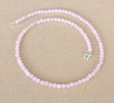 Cuarzo rosa piedra preciosa redonda bola cadena, 45 cm, plata, 4 mm (ROSQ-15)