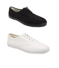 Zapatos de salón de lona blancos Dek para hombre Plimsolls Plimsol retro Entrenadores con cordones Talla