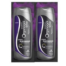 2 Botellas Champú Organogal PLATA (Matizador de Cabello Platinado y Canas)