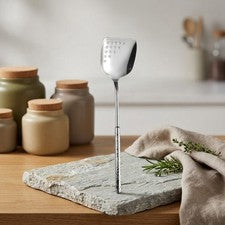 Cuchara pala acero inoxidable 30 cm cabeza cuadrada 304 grados superficie martillada
