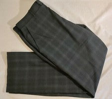 Hombres Perry Ellis Gris Cuadros Frente Plano Poliéster Viscosa Traje Pantalón 32x30 Nuevo Sin Etiquetas