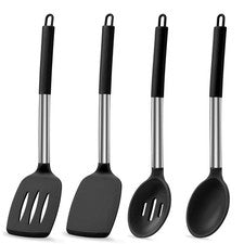 Juego de 4 utensilios de cocina LIANYU cuchara espátula de silicona para antiadherente