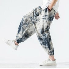 Pantalones harén estilo chino de verano para hombre calce suelto estampados holgados pantalones pantalones