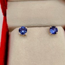 Pendientes de plata 925 con zafiro azul natural certificado 1 par de piedras preciosas sueltas 7x7 mm