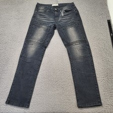 Pantalones de mezclilla Refinery Republic para hombre talla 34x32 gris carbón moto oscuro estilo motociclista