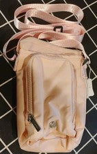 Bolso Bandolera Lululemon Mujer Rosa Claro Botella de Agua Bolsillo Frontal NUEVO