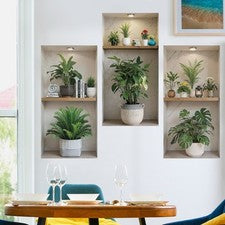 Pegatinas de pared 3D para decoración de interiores y interiores de plantas pegatinas de pared de dormitorio