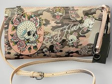Bolso Bandolera Ed Hardy Rosa Gris Camuflaje Tatuaje Calavera Corazón Tigre ~ Y2K ~ Nuevo con Etiquetas