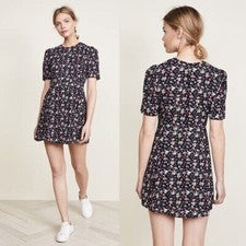 Nuevo con etiquetas Mini Vestido Valencia & Vine Amanda Talla L Mujer Negro Rojo Floral Manga Corta