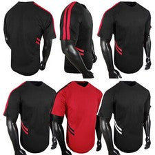 CAMISETA de entrenamiento de gimnasio para hombre ropa deportiva a rayas hombros laterales Dri-Fit delgada