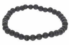 Pulsera de piedras preciosas bola lava niños 4 mm elástico 42 mm HS1463