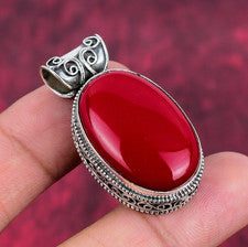 Increíble colgante de plata de ley 925 hecho a mano con piedras preciosas de coral rojo joyas regalos