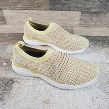Zapatos sin cordones Kuru Stride para mujer talla 7 cómodos para caminar confeti amarillo
