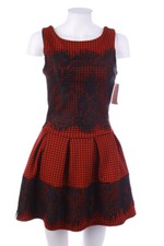 SECONDHAND Kleid Minikleid Karo Spitze S = XXS rot schwarz NEU
