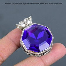 Piedra amatista africana vintage nacimiento febrero colgante joyería plata de ley