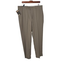 Pantalones HAGGAR Premium Sin Hierro Taupe Nuevos con Etiquetas Para hombres 36x32L Calce Clásico Estilo Frente Plano