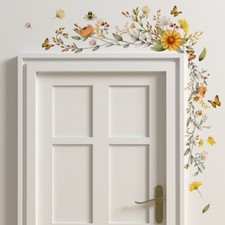 Pegatinas de pared florales calcomanías para puertas decoración del hogar PVC flor mariposa para dormitorio