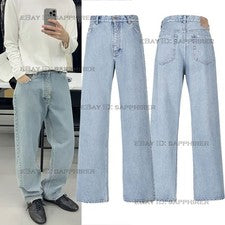 Pantalones rectos de mezclilla lavados azules VD 010 MILLAS pantalones de mezclilla holgados pantalones de mezclilla