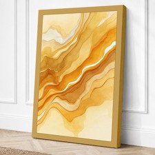 Impresión en lienzo abstracto de capas ámbar fluidas arte de pared decoración del hogar listo para colgar