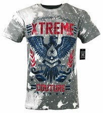 Camiseta Para Hombre XTREME COUTURE by AFFLICTION ORIGINAL AMERICANA Motociclista Gris S-5XL
