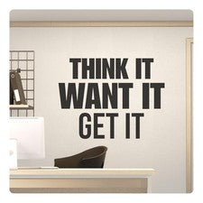 Calcomanía de pared inspiradora motivacional Think It Want It pegatina cita decoración del hogar