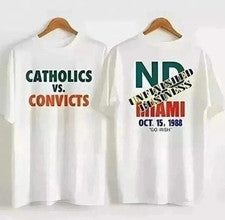 Camiseta de ropa estilo retro Catholics Vs Convicts 1988