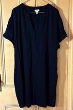 Vestido para mujer a.n.a negro liso cuello en V manga corta jersey cambio rodilla XL