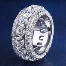 Anillo de compromiso de diamantes redondos de 3 quilates anillo de boda banda de eternidad acabado en oro blanco talla 5