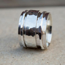 Anillo de meditación y hilandero ancho 925 sólido hecho a mano anillo de joyería todos los tamaños