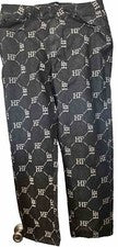 HOMME + FEMME Hombre Vaqueros Negros con Diseño Logo HF Talla 36x30