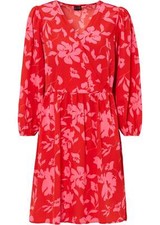 Nuevo Vestido Escote Aspecto Envolvente T. 40 Rojo Rosa 7/8 Brazo Vestido Casual
