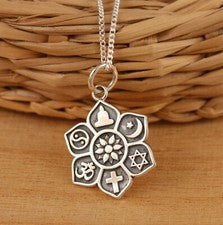 Collar Colgante de Plata Esterlina 925 Sólida Símbolo Coexiste Loto Cadena Regalo En Caja