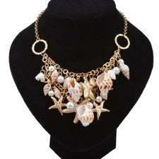 Collar de perlas concha de océano idea de regalo de joyería playa estrella de mar sirena de mar