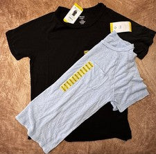 Paquete de 2 camisetas texturizadas manga corta cuello redondo MM para mujer negras y azules medianas nuevas con etiquet