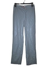 Pantalones USHATAVA Unisex Gris Medio Imitación Cuero Pierna Recta Estilo Vegano