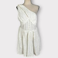Mini vestido sin solero blanco con ojales ahuecados de un hombro talla 8 de ASOS DESIGN para mujer nuevo con etiquetas