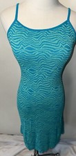 Vestido Zara Tejido Talla Mediana Tanque Turquesa Rayas Corto Línea A Tirantes