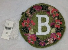 Bolso Anthropologie X Anna Harlow Russo Inicial 'B' Cremallera Borla Redonda Cuentas Nuevo con Etiquetas
