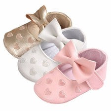Cuero PU Bebé Niña Bebé Arco Flecos Suela Suave Antideslizante Calzado Zapatos para Cuna